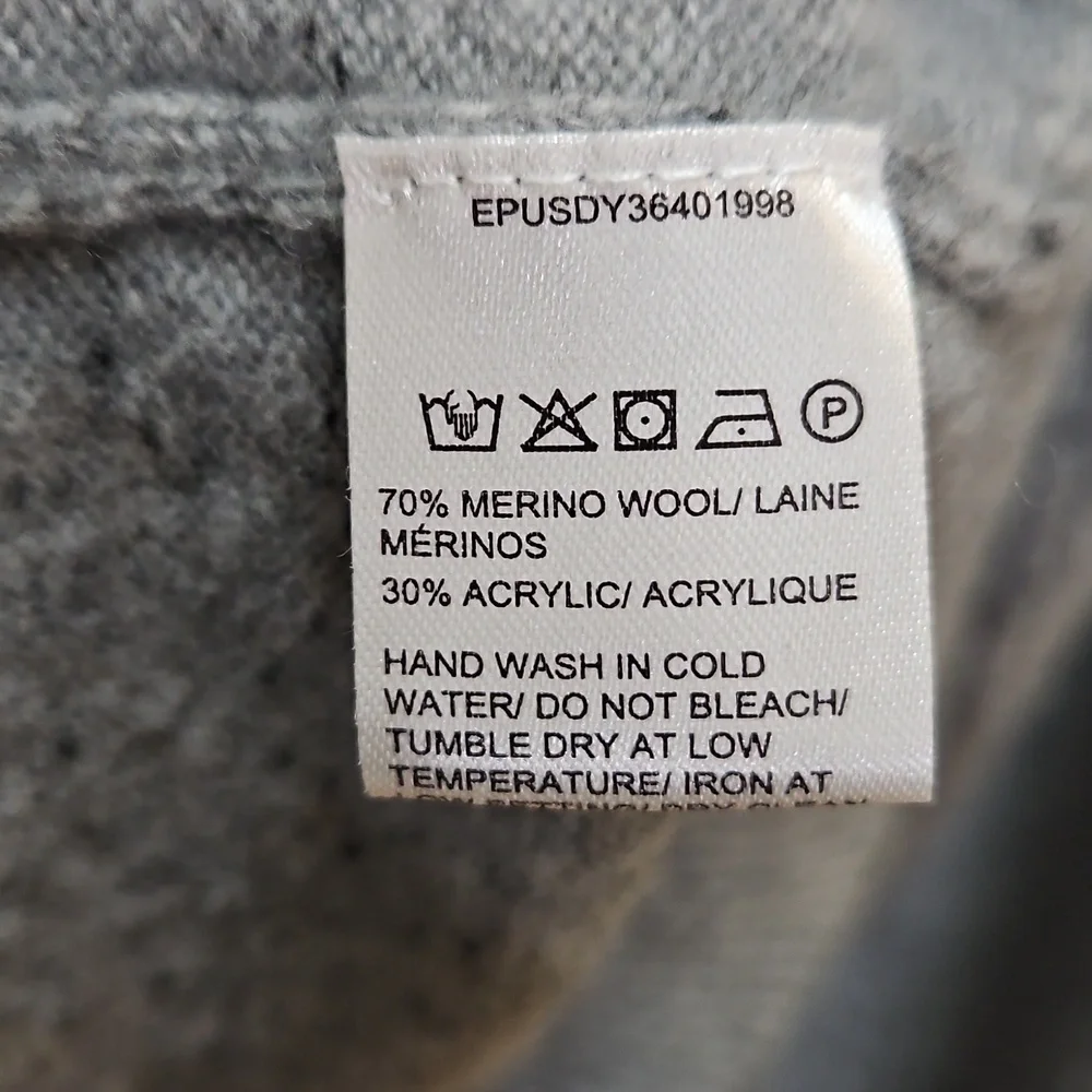 Saks Fifth Avenue Black Label Gray Merino Wool Blend Mens Crew Neck Sweater XL